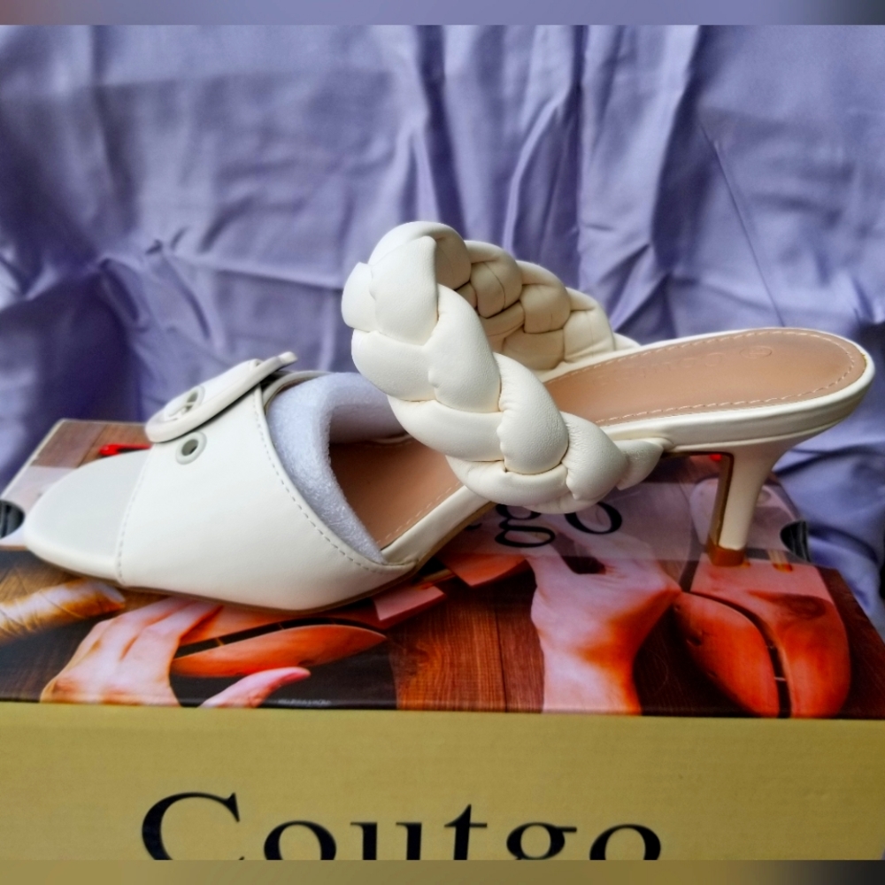 Brand New Women's Braided Sandals Open Toe Kitten Heels Slip On Mules  Shoes